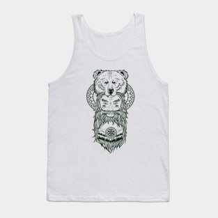 bear totem and bearded man with mandala Tank Top